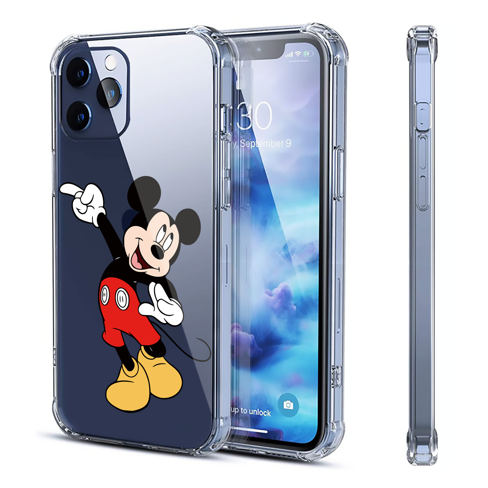 （画像用） ミッキーマウス Mickey Mouse 【iPhone 12シリーズ対応】透明スマホケース（クリアソフトケース）